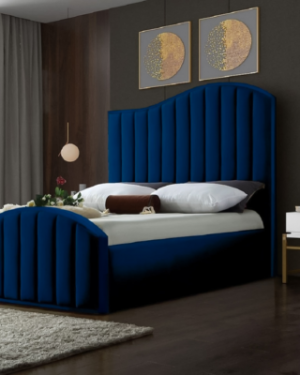 Swoop Curved Bed UK | Luxury Vertical Fluted Velvet Frame