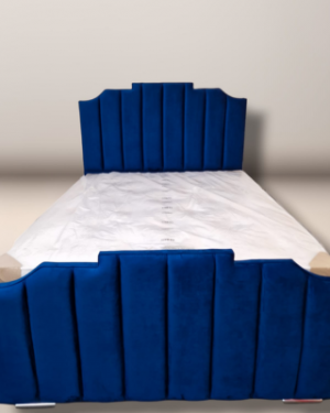 Thomas Royal Blue Bed UK | Stepped Art Deco Fluted Frame