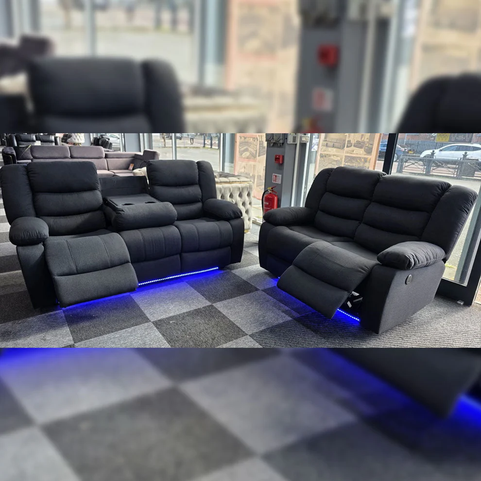 Roma Fabric Recliner Sofa Set 3+2 - The Charcoal Suite That Makes Every Evening Feel Like a Five-Star Cinema - Image 3