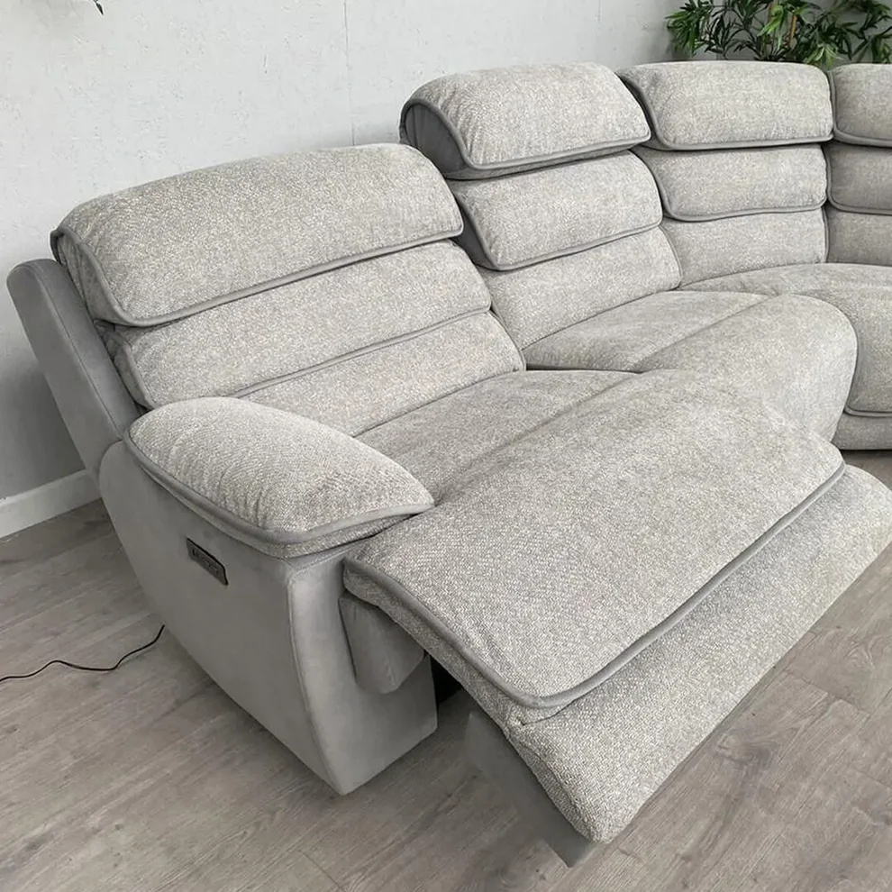 Lakelyn Light Grey Fabric Recliner Corner Sofa | Electric, Bluetooth & Storage Console – The Corner Sofa That Redefines Relaxation - Image 3