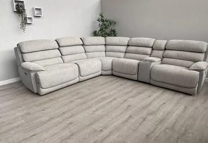 Lakelyn Light Grey Fabric Recliner Corner Sofa | Electric, Bluetooth & Storage Console – The Corner Sofa That Redefines Relaxation - Image 2