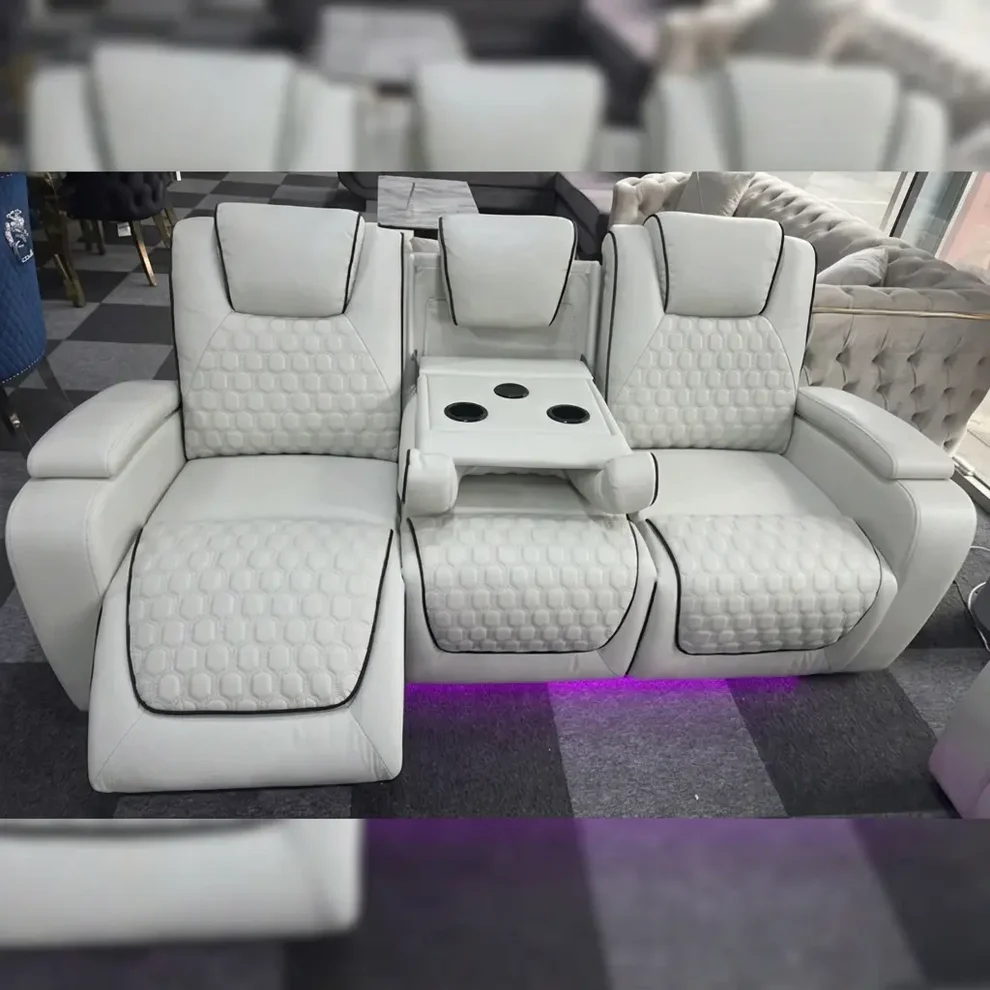 Malaga Electric Recliner Sofa Set 3+2 | Bluetooth Speakers & Wireless Charging - Image 5