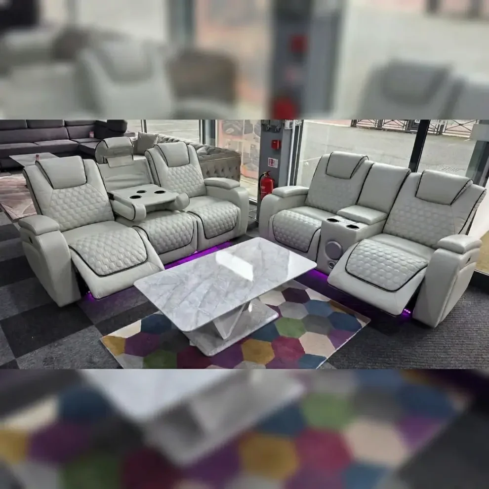 Malaga Electric Recliner Sofa Set 3+2 | Bluetooth Speakers & Wireless Charging - Image 6