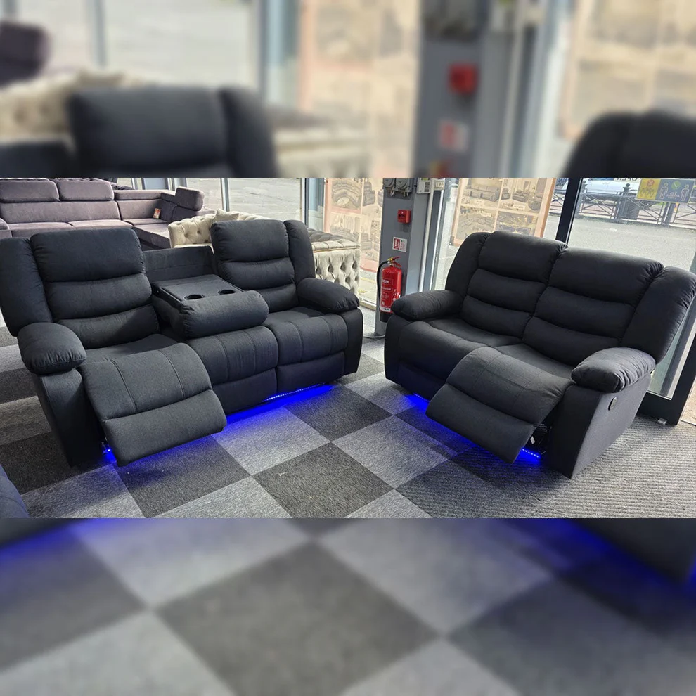Roma Fabric Recliner Sofa Set 3+2 - The Charcoal Suite That Makes Every Evening Feel Like a Five-Star Cinema