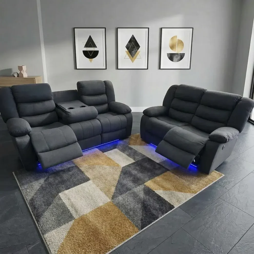 Roma Fabric Recliner Sofa Set 3+2 - The Charcoal Suite That Makes Every Evening Feel Like a Five-Star Cinema - Image 2